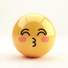 Fototapeta premium Cute emoticon kissing face 3D