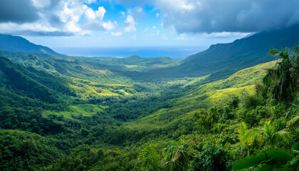 Naklejka premium Puerto Rico, Puerto Rico Island Landscape, Tropical Vacation Getaway, Caribbean Island