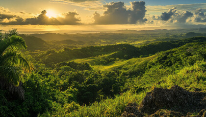 Fototapeta premium Puerto Rico, Puerto Rico Island Landscape, Tropical Vacation Getaway, Caribbean Island