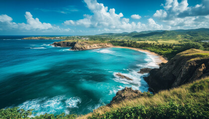 Fototapeta premium Puerto Rico, Puerto Rico Island Landscape, Tropical Vacation Getaway, Caribbean Island