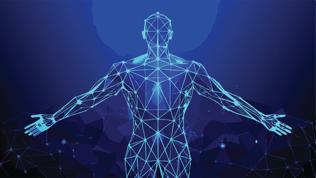 Abstract Digital Human Body Vector Illustration with Modern Design Elements and Detailed Geometric Shapes