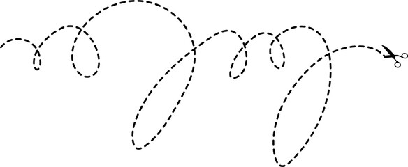 Scissors with cut line mark and symbol for cropping