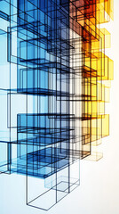 Abstract geometric pattern with blue and orange colors.