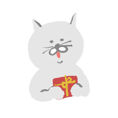 クリスマスプレゼントを持った猫