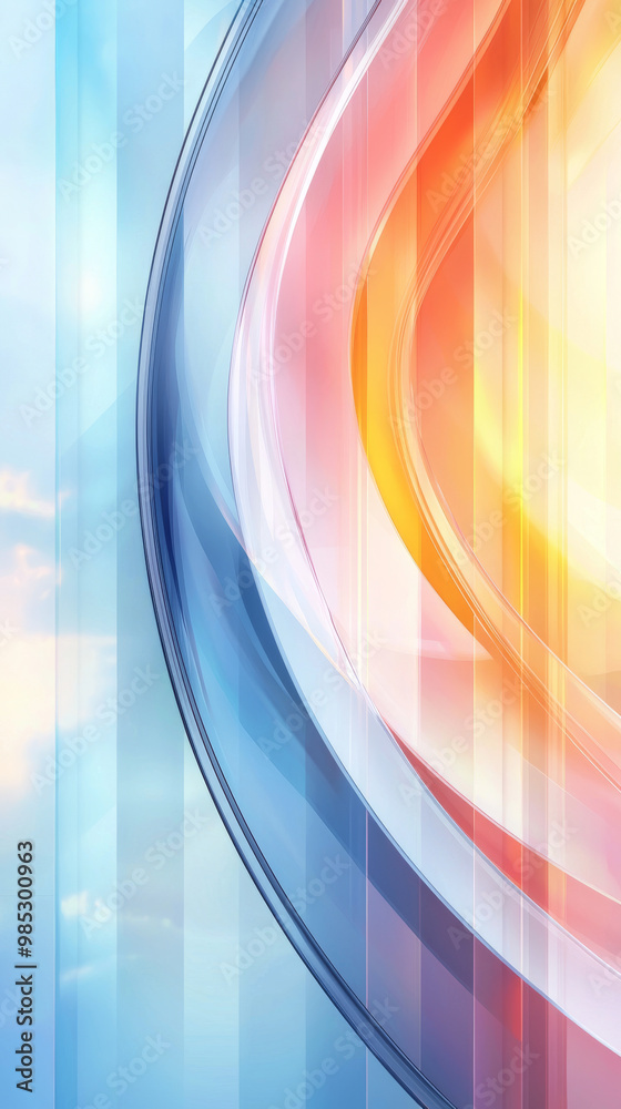 Wall mural abstract colorful background with curved shapes.