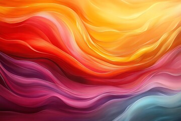 Fototapeta premium Abstract colorful background with wavy lines in orange, red, pink, and blue.