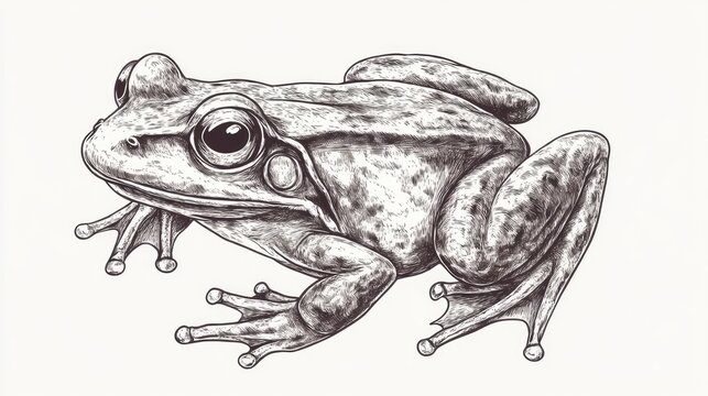 recommend clip art: Vintage line art illustration of an adult frog hopper