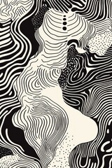 Line art illustration featuring an abstract background
