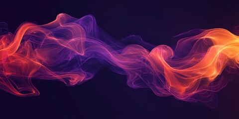 Line art illustration depicting the flow of smoke with orange and purple hues against a dark backdrop showcasing a vibrant ink inspired smoke design