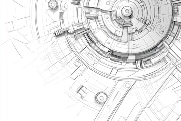 Line art illustration representing mechanical engineering with technical design elements Suitable for backgrounds in engineering subjects instrument making and corporate identity materials