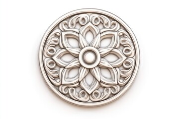 3D illustration of a round medieval ornament in line art style on a white background