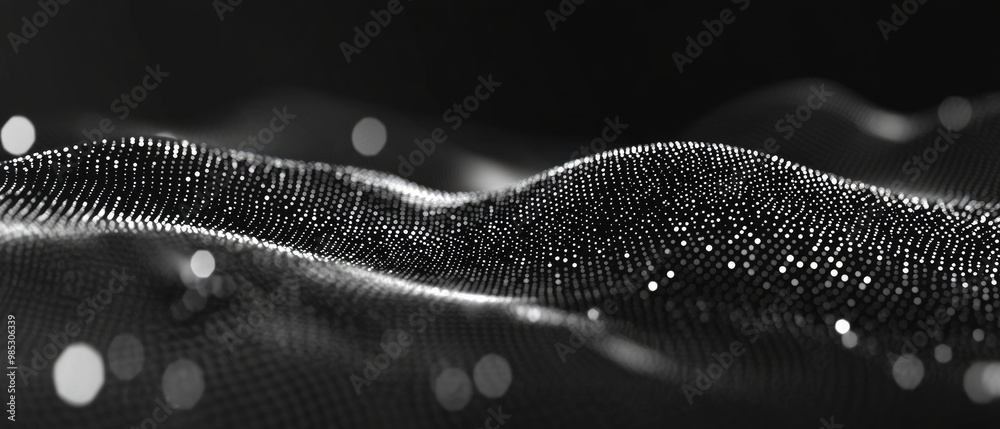 Aufkleber line art illustration of a dynamic black hexagonal wave futuristic honeycomb design representation o