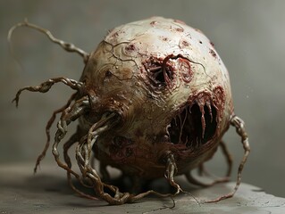 Naklejka premium Digital Art: Creepy Alien Creature with Tentacles