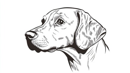 Line art illustration of a dog s head featuring black outlines on a white background