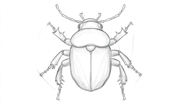 recommend clip art: Cartoon style line art depiction of a beetle