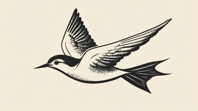 recommend clip art: Line art illustration featuring a cartoon style tattoo of a swallow symbol