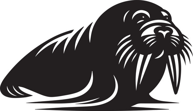 recommend clip art: black Walrus silhouette vector black and white