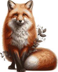 Red Fox Sit Down Illustration