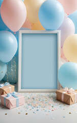 birthday party invitation with ballons