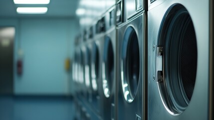 Organized pile of folded laundry in a brightly lit room, with clean and fresh clothes neatly arranged on a wooden shelf for household care or professional laundry services advertisement.