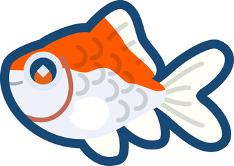 かわいい金魚（庄内金魚）のイラスト	