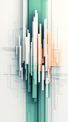 Abstract geometric design with teal, white, and orange