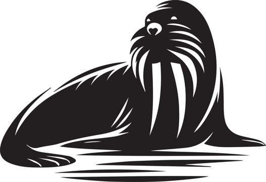 recommend clip art: black Walrus silhouette vector black and white