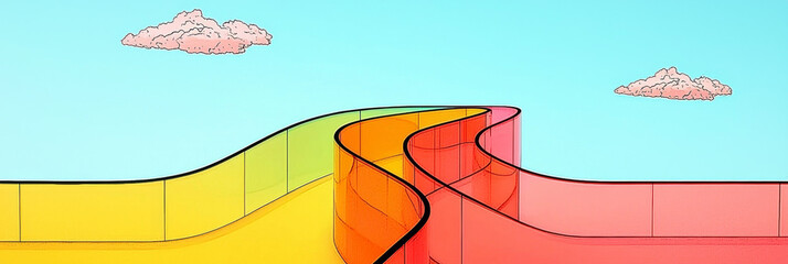 Abstract colorful pathway leading into the sky.