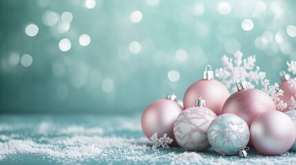 Obraz premium Soft Pastel Christmas Ornaments Background