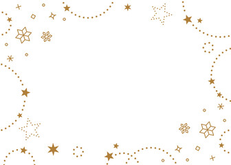 星とキラキラエフェクト、雪の結晶のデコレーションフレーム、冬のイメージデザイン