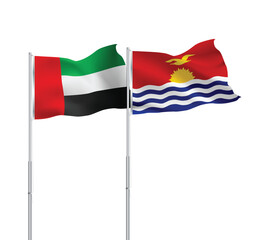 UAE,Kiribati flags together on pole