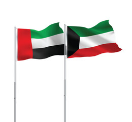UAE,Kuwait flags together on pole