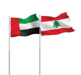 UAE,Lebanon flags together on pole