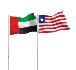 UAE,Liberia flags together on pole