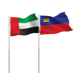 UAE,Liechtenstein flags together on pole