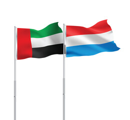 UAE,Luxembourg flags together on pole