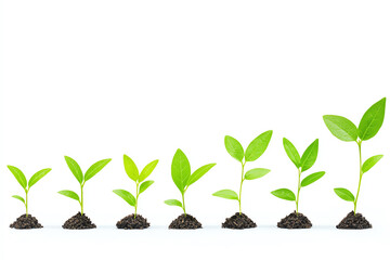 Timeline in the shape of a plant sprouting from a seed, symbolizing natural business growth stages timeline, growth, nature growth