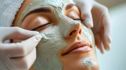 Relaxing Facial Treatment with Clay Mask Application