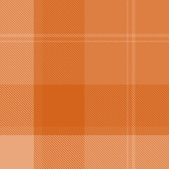 Orange tartan plaid fabric seamless pattern of check background tartan with a textile fabric plaid texture. Tartan Scotland seamless plaid pattern vector. Retro background fabric.