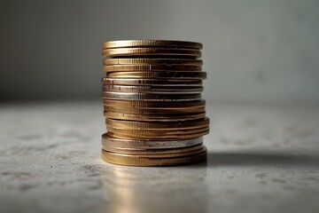 A ladder leaning on stacked coins, symbolizing climbing the ladder of financial success.