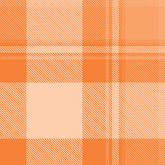 Orange tartan plaid fabric seamless pattern of check background tartan with a textile fabric plaid texture. Tartan Scotland seamless plaid pattern vector. Retro background fabric.