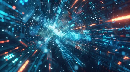 Obraz premium Ultra futuristic digital cyber technology abstract background AI generated image