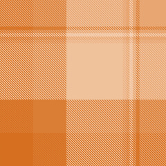 Orange tartan plaid fabric seamless pattern of check background tartan with a textile fabric plaid texture. Tartan Scotland seamless plaid pattern vector. Retro background fabric.