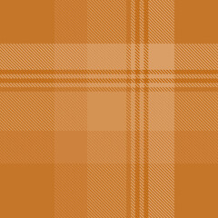 Orange tartan plaid fabric seamless pattern of check background tartan with a textile fabric plaid texture. Tartan Scotland seamless plaid pattern vector. Retro background fabric.