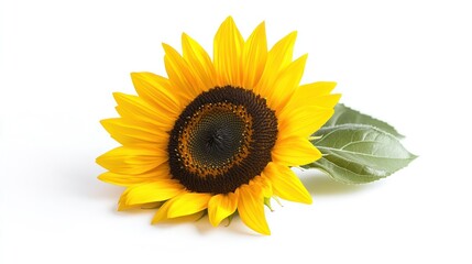 Obraz premium Single Sunflower on White Background