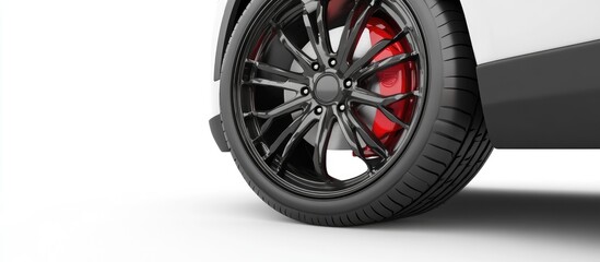 3D rendering of a punctured car wheel on a white background