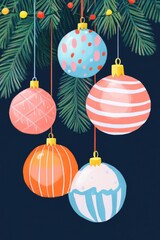 Glazed gingerbread ornaments arranged along the edges on a dark background