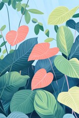 Obraz premium Close up illustration of vibrant red leaves
