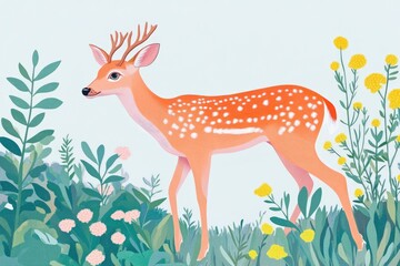 Illustration of a graceful wild deer in a natural setting