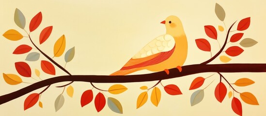Joyful dove resting on a tree branch